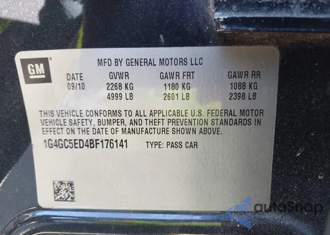 2011 Buick Lacrosse Cxl from USA, damaged, VIN 1G4GC5ED4BF176141